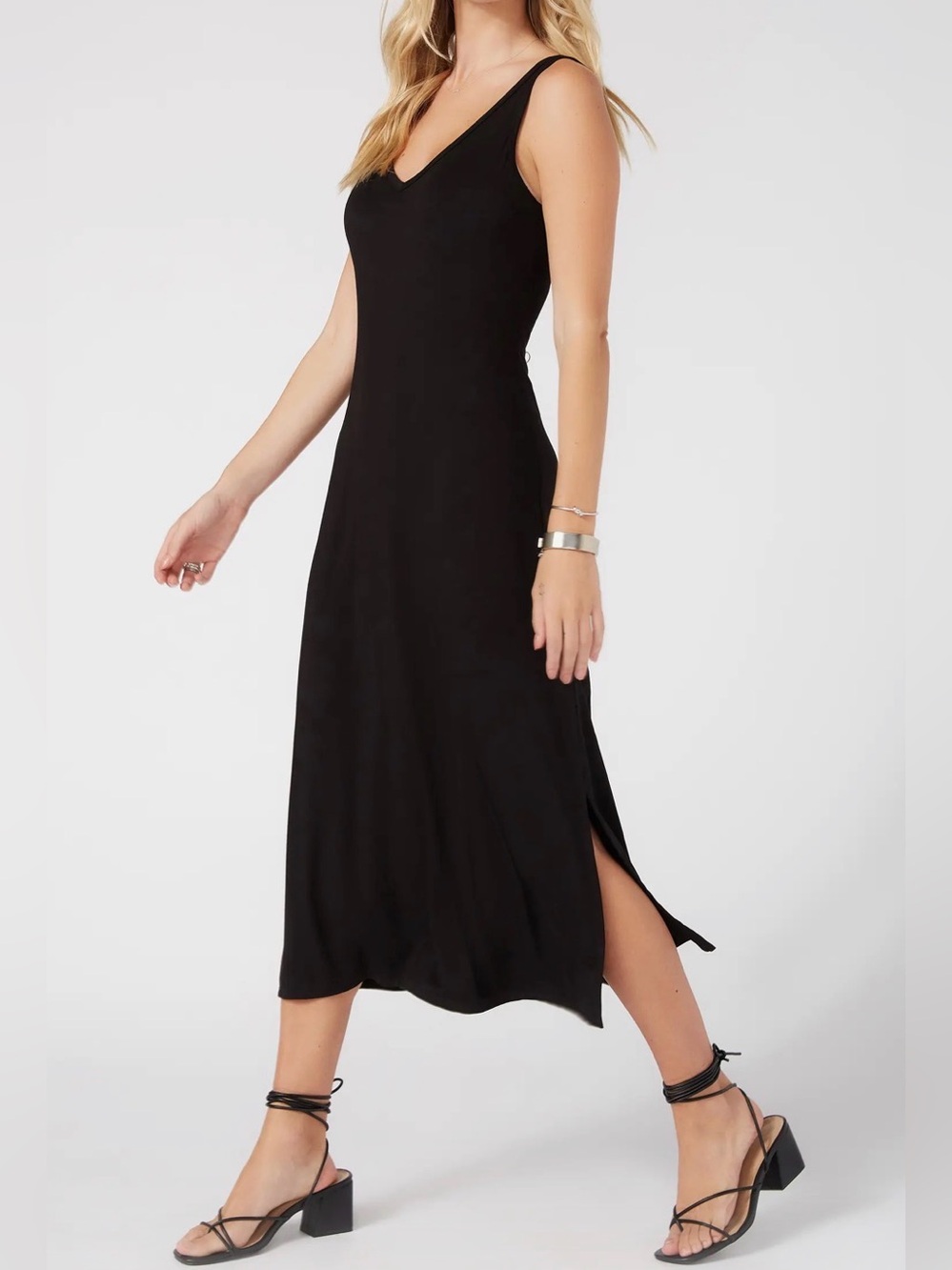 NWT Karen Kane Brigitte Black Midi Dress XL Double V Neck $98